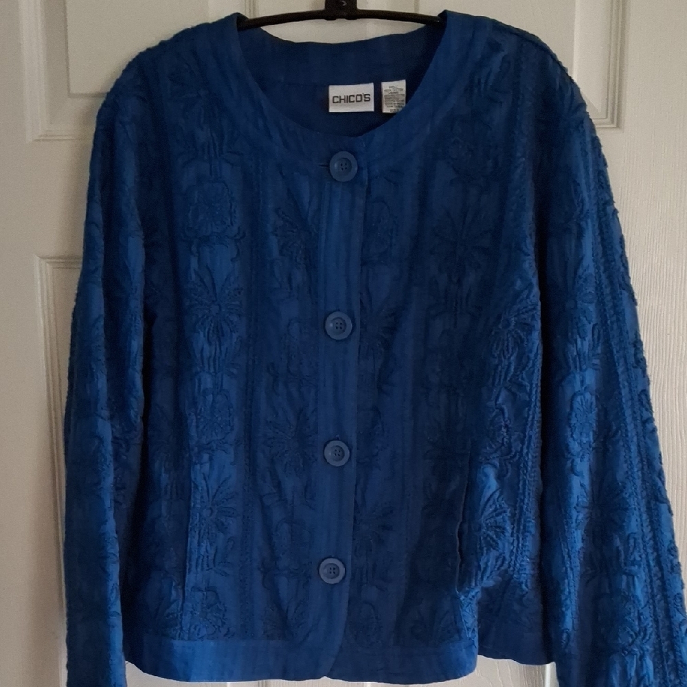 Chico's Blue Textured Jacket